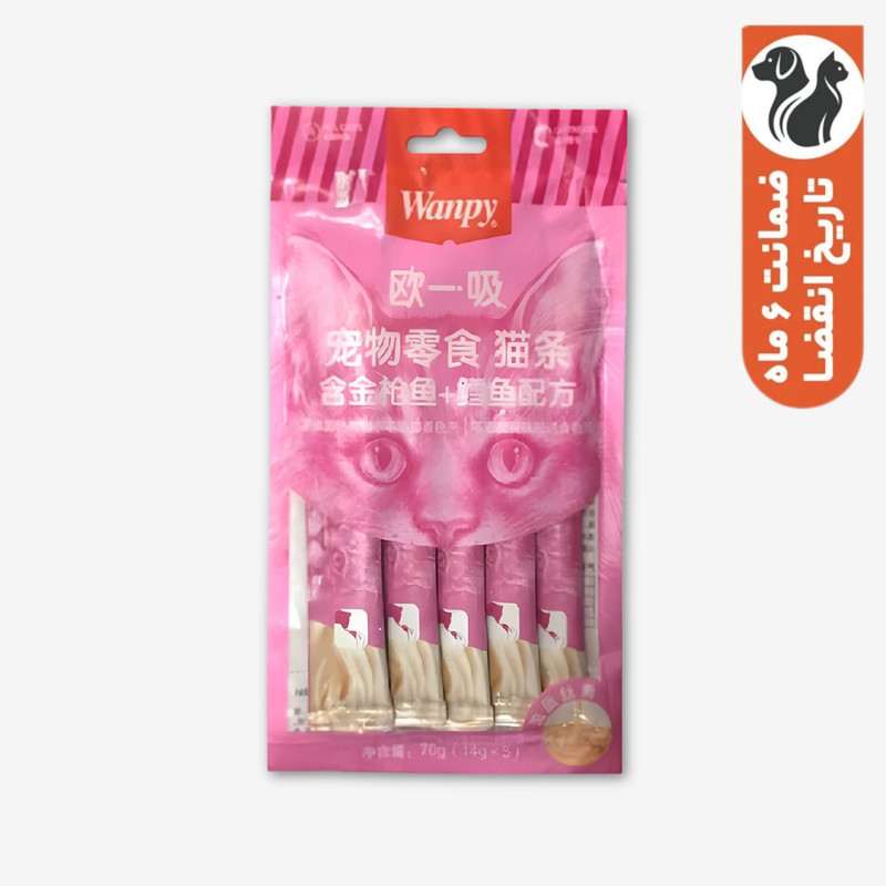 بستنی گربه ونپی مدل سفارش چین با طعم ماهی تن و کاد بسته 5 عددی
