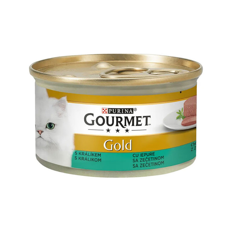 کنسرو غذای گربه بالغ گورمت مدل Gold Mousse بافت موس با طعم مرغ و قزلآلا وزن 85 گرم بسته 12 عددی
