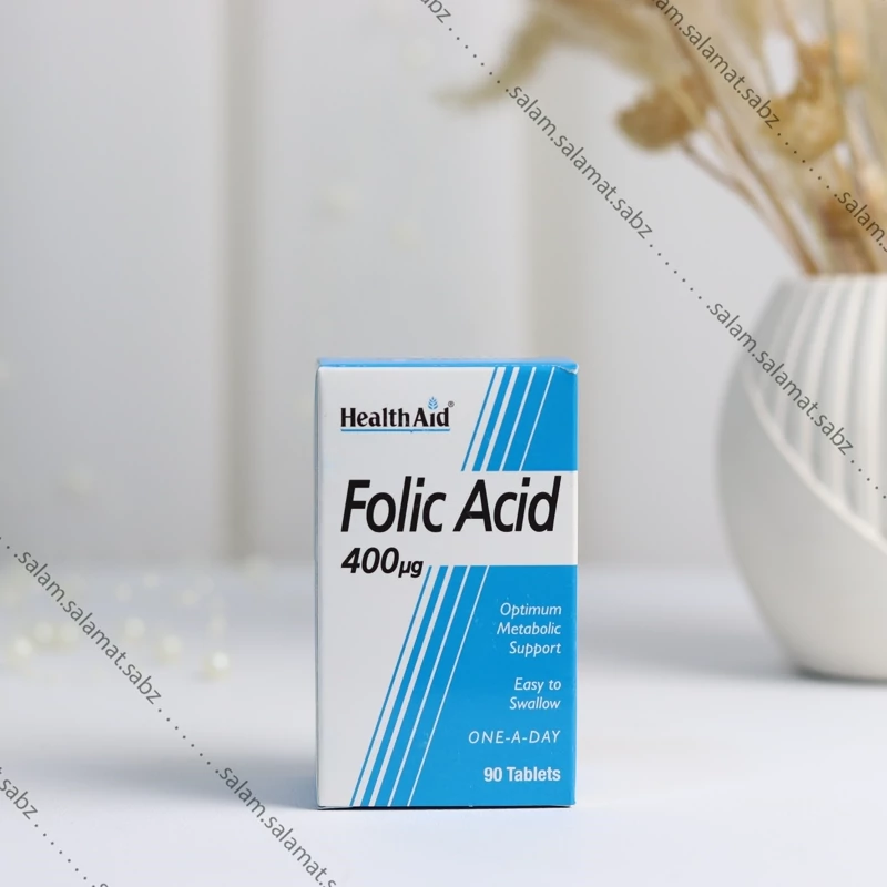 فولیک اسید 400 میلی گرم هلث اید بسته 90 عددی- حمایت از سلامت عمومی و رشد سلول ها
