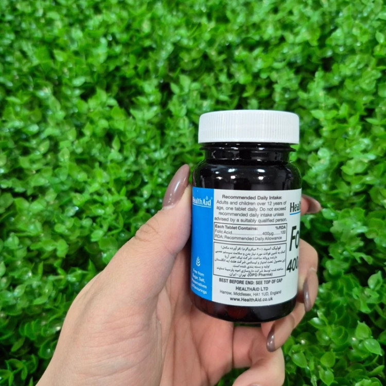 فولیک اسید 400 میلی گرم هلث اید بسته 90 عددی- حمایت از سلامت عمومی و رشد سلول ها