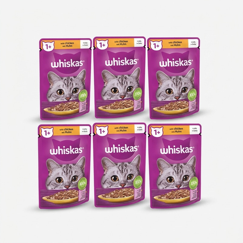 پوچ گربه ویسکاس مدل Chicken وزن 85 گرم بسته 6 عددی