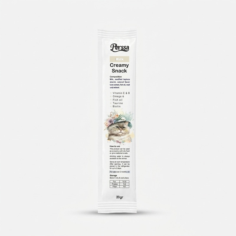 بستنی گربه پرسا مدل Creamy با طعم شیر وزن 20 گرم