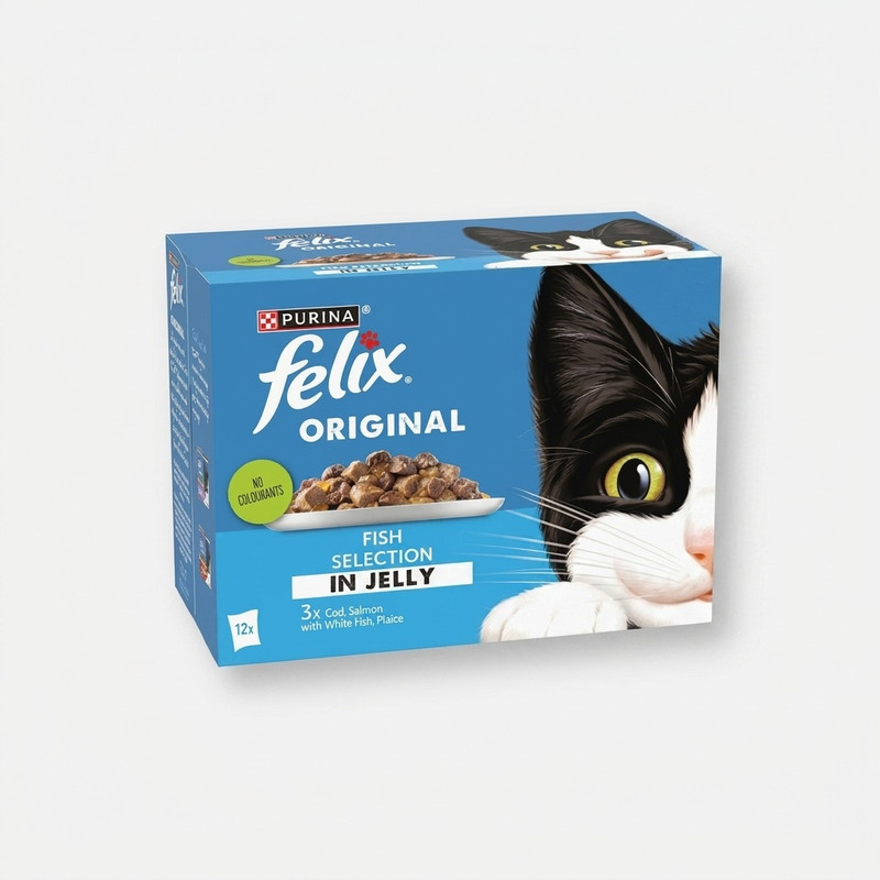 پوچ گربه بالغ فلیکس مدل Fish Selection in Jelly طعم ماهی بسته 12 عددی