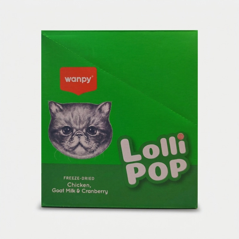 تشویقی گربه ونپی مدل Freeze Dried Lollipop طعم مرغ، شیر بز و کرنبری وزن 14 گرم بسته 10 عددی