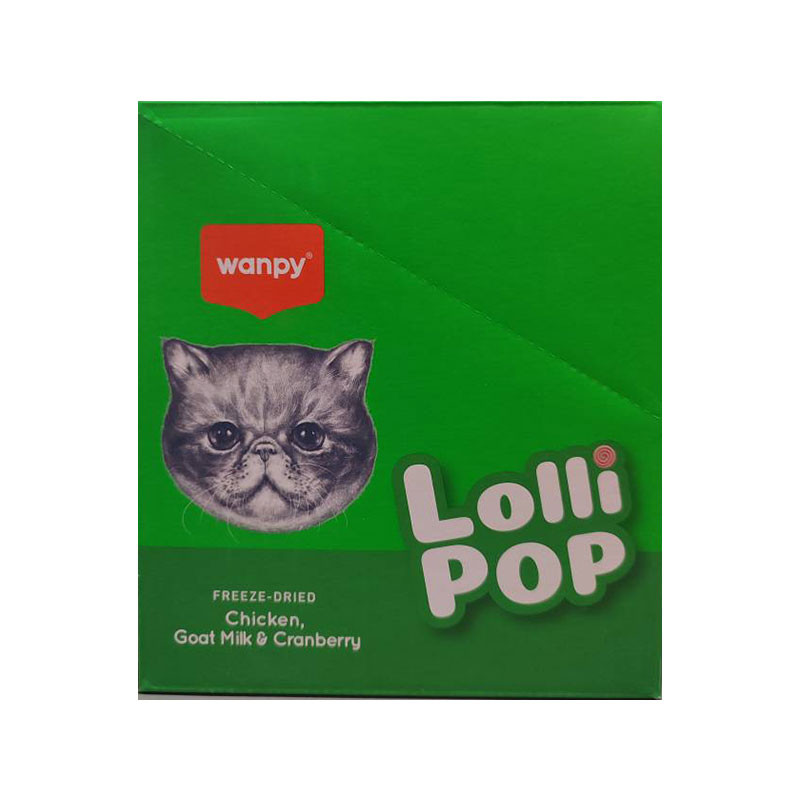 تشویقی گربه ونپی مدل Freeze Dried Lollipop طعم مرغ، شیر بز و کرنبری وزن 14 گرم بسته 10 عددی
