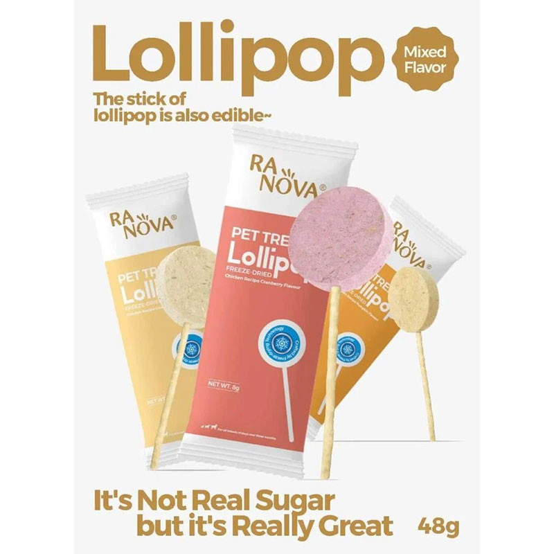 تشویقی گربه رانووا مدل Freeze Dried Lollipops با طعم میکس وزن 1.4 گرم بسته 25 عددی