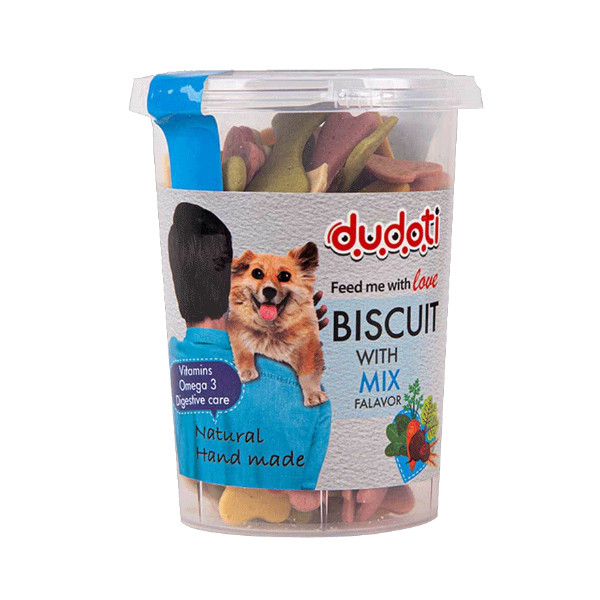 تشویقی بیسکوئیتی سگ دودوتی مدل Dudoti Dog Biscuits طعم میوهای وزن 150 گرم