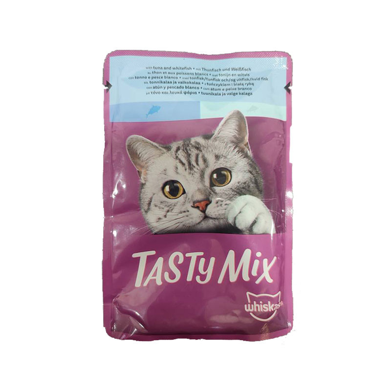 پوچ گربه بالغ ویسکاس مدل Catch of the Day Tasty Mix با طعم ماهی تن و ماهی سفید وزن 85 گرم