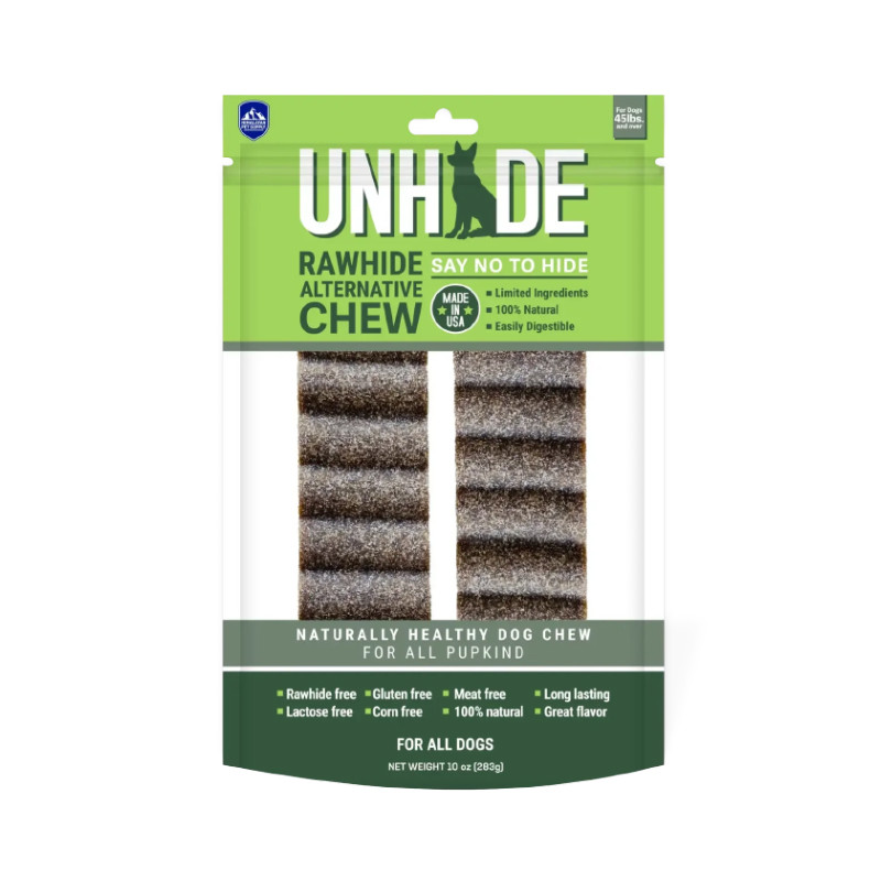 تشویقی سگ نژاد بزرگ هیمالین مدل Unhide Rawhide Alternative Chew Large جویدنی طعم بادام زمینی وزن 283 گرم