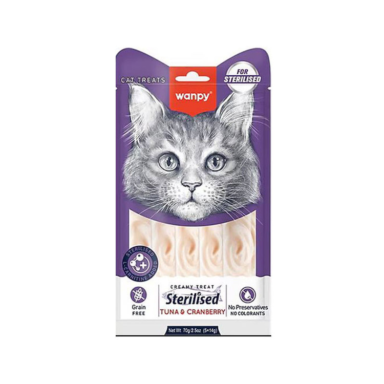 بستنی گربه ونپی مدل Creamy Treat Sterilised طعم ماهی تن و کرنبری وزن 70 گرم