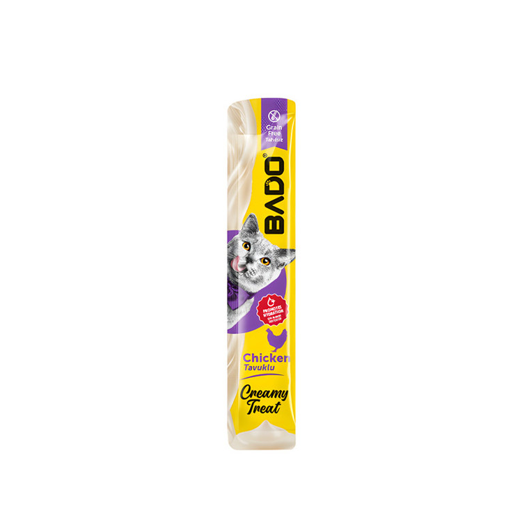 تشویقی گربه بادو مدل Bado Cat Creamy طعم مرغ وزن 350 گرم بسته ۲۴ عددی