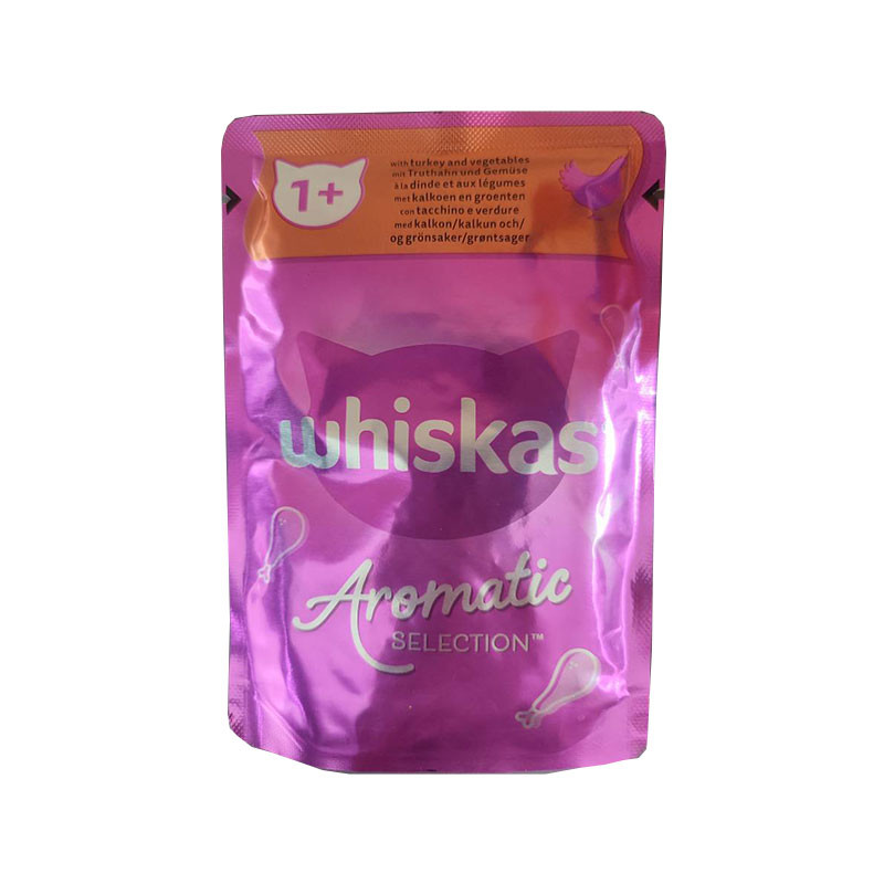 پوچ گربه ویسکاس مدل Aromatic Selection in Gravy با طعم بوقلمون وزن 85 گرم