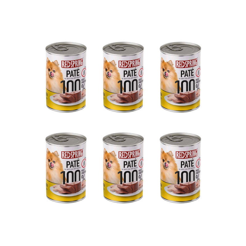 کنسرو غذای سگ بالغ رداسپرینگ مدل Dog Chicken Pate طعم مرغ خالص وزن 400 گرم بسته 6 عددی