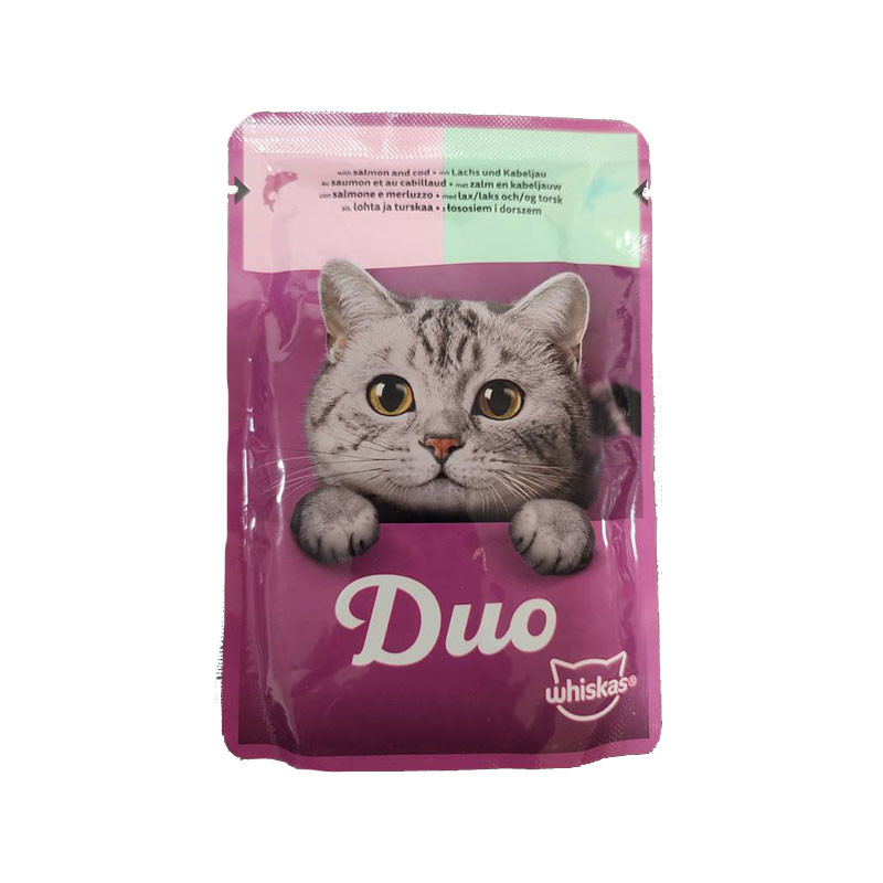 پوچ گربه بالغ ویسکاس مدل Duo Ocean Delights in jelly با طعم ماهی کاد و سالمون وزن 85 گرم