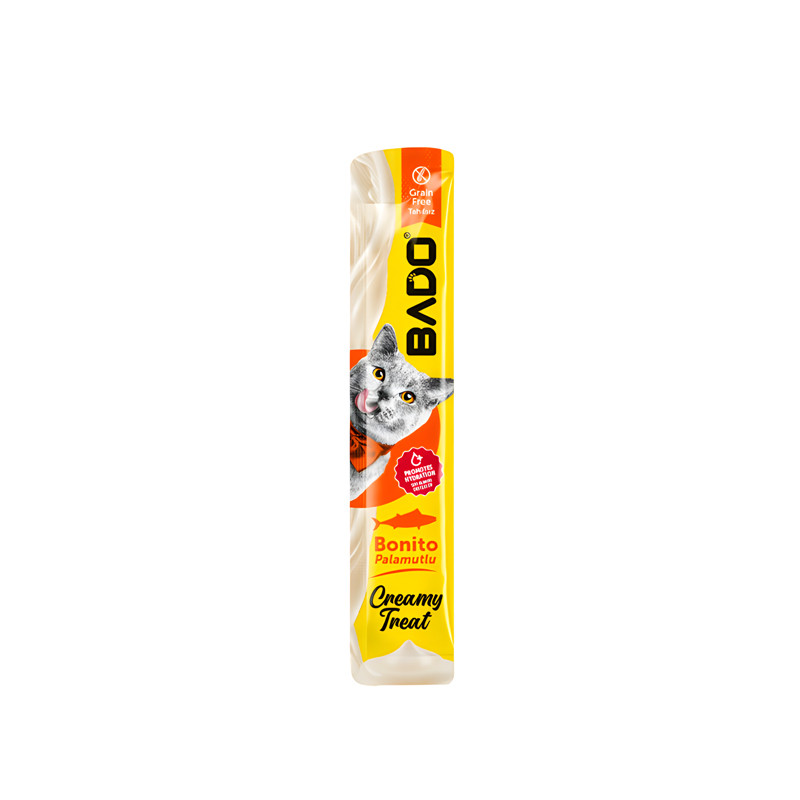 تشویقی گربه بادو مدل Bado Cat Creamy طعم ماهی تن وزن 360 گرم بسته 24 عددی