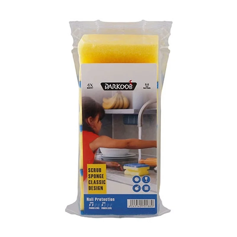 اسفنج ظرفشویی دارکوب مدل محافظ ناخن کد Sh1880 بسته 4 عددی