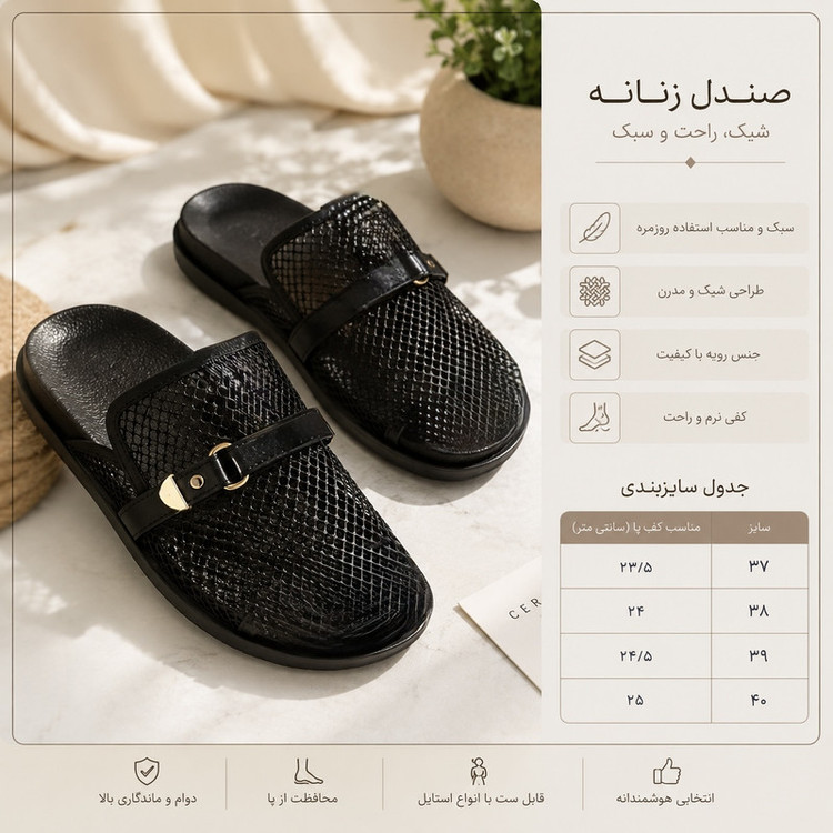 صندل زنانه مدل اسلیپر توری پروفلکسی