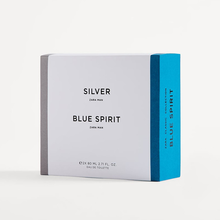 ست ادو تویلت مردانه زارا مدل Silver Blue Spirit حجم 80 میلی لیتر