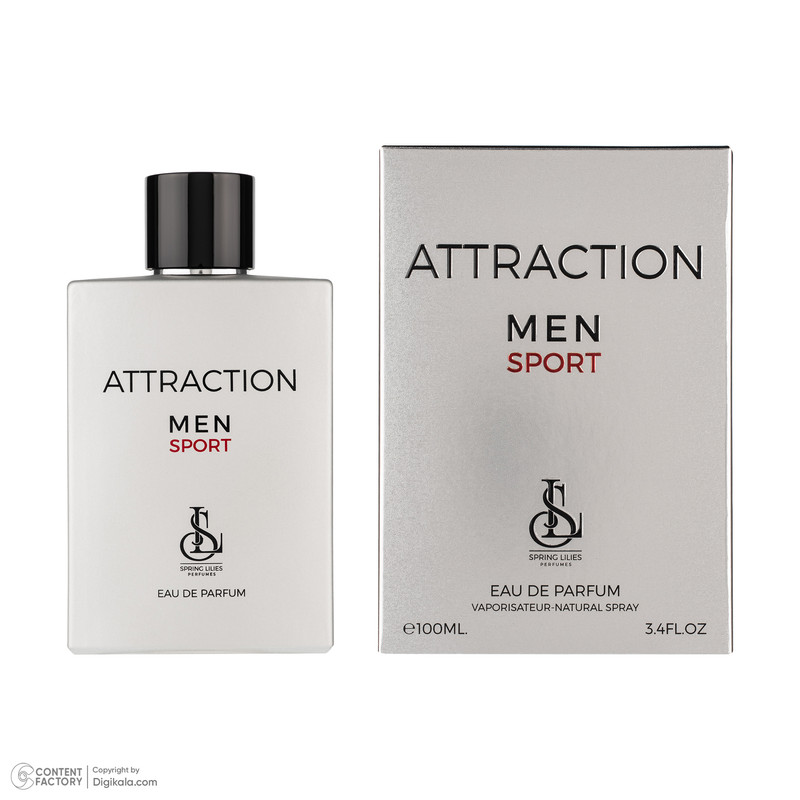 ادو پرفیوم مردانه اسپرینگ لیلیز مدل ATTRACTION با رایحه خنک حجم 100 میلی لیتر