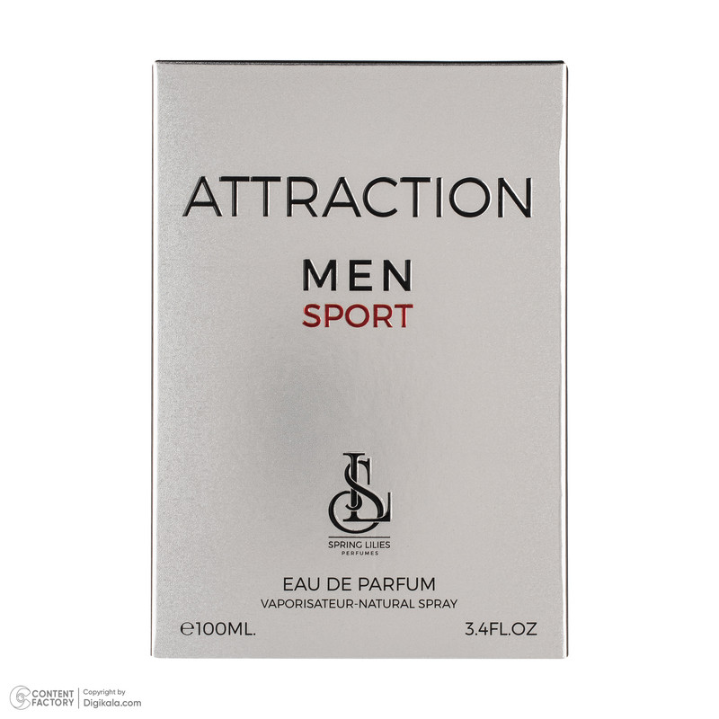 ادو پرفیوم مردانه اسپرینگ لیلیز مدل ATTRACTION با رایحه خنک حجم 100 میلی لیتر