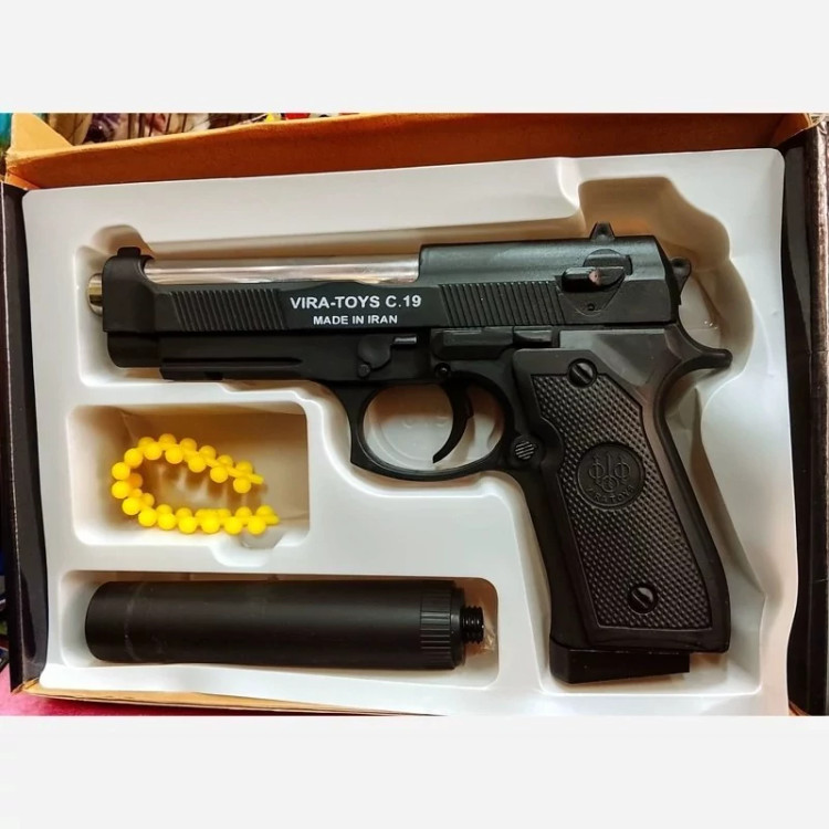 اسباب بازی کلت فلزی C19 با صدا خفه کن مدل سی 19 پلاس