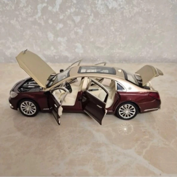 اسباب بازی ماشین فلزی مرسدس بنز اس 600 میباخ دودزا ماکت ماشین فلزی Mercedes Benz S600 MAYBACH کرم قرمز