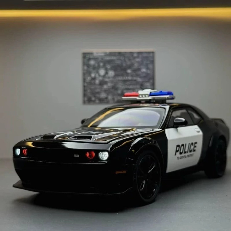 ماشین فلزی دوج پلیس SRT چلنجر موزیکال ماکت ماشین فلزی Dodge Challenger Hellcat POLICE