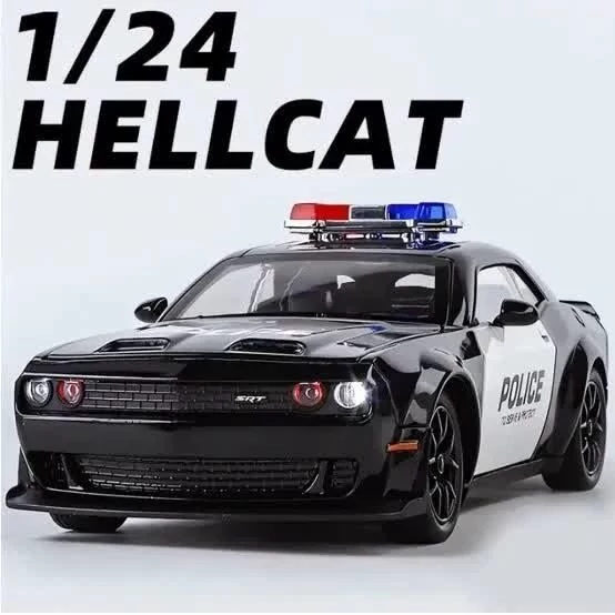 ماشین فلزی دوج پلیس SRT چلنجر موزیکال ماکت ماشین فلزی Dodge Challenger Hellcat POLICE