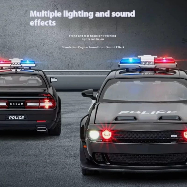 ماشین فلزی دوج پلیس SRT چلنجر موزیکال ماکت ماشین فلزی Dodge Challenger Hellcat POLICE
