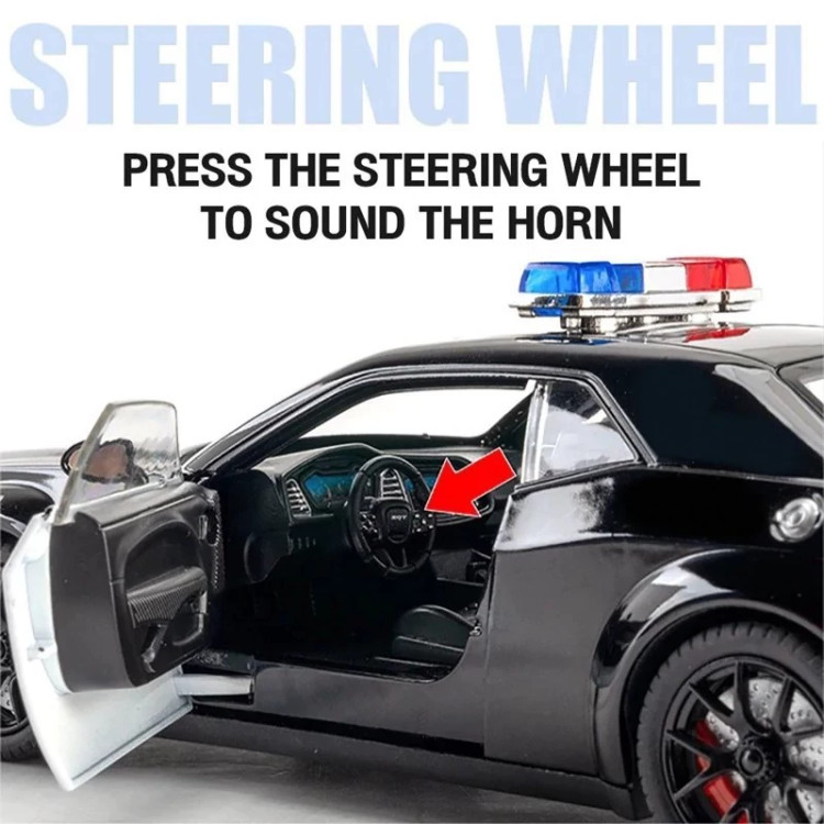 ماشین فلزی دوج پلیس SRT چلنجر موزیکال ماکت ماشین فلزی Dodge Challenger Hellcat POLICE