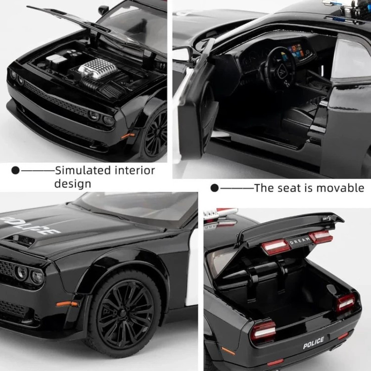 ماشین فلزی دوج پلیس SRT چلنجر موزیکال ماکت ماشین فلزی Dodge Challenger Hellcat POLICE
