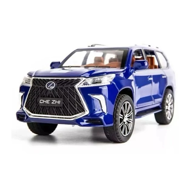 اسباب بازی ماشین فلزی لکسوس Lx570 دودزا موزیکال چراغدار ماکت ماشین فلزی لکسوس آبی کاربنی