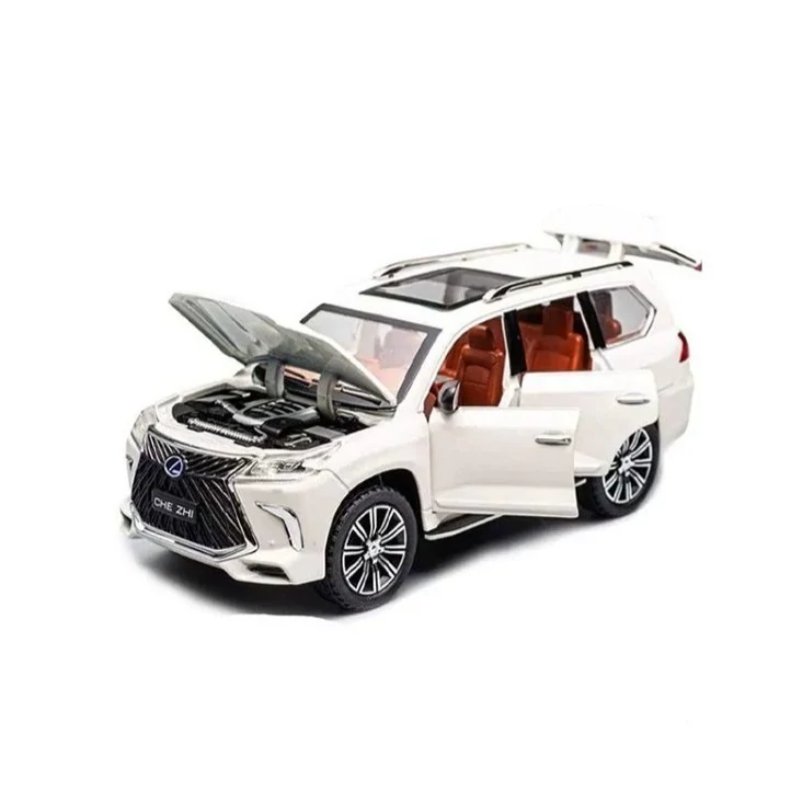 اسباب بازی ماشین فلزی لکسوس Lx570 دودزا موزیکال چراغدار ماکت ماشین فلزی لکسوس سفید