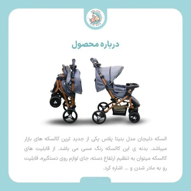 کالسکه کودک دلیجان مدل بنیتا بدنه مسی با پارچه