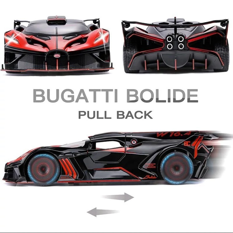 اسباب بازی ماشین فلزی بوگاتی بولید دودزا شارژی ماکت ماشین فلزی Bugatti Bolide قرمز