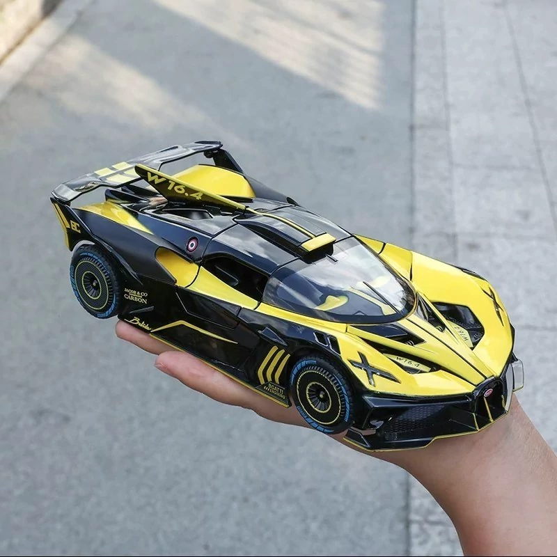 اسباب بازی ماشین فلزی بوگاتی بولید دودزا شارژی ماکت ماشین فلزی Bugatti Bolide زرد