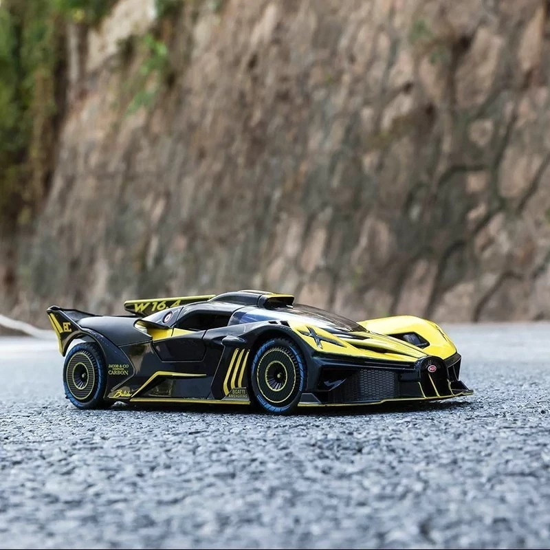 اسباب بازی ماشین فلزی بوگاتی بولید دودزا شارژی ماکت ماشین فلزی Bugatti Bolide زرد