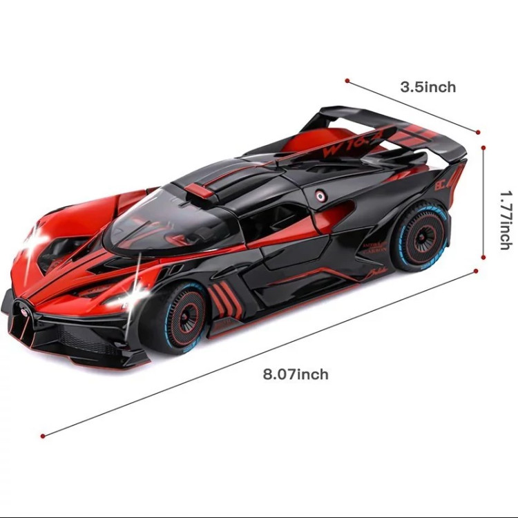 اسباب بازی ماشین فلزی بوگاتی بولید دودزا شارژی ماکت ماشین فلزی Bugatti Bolide