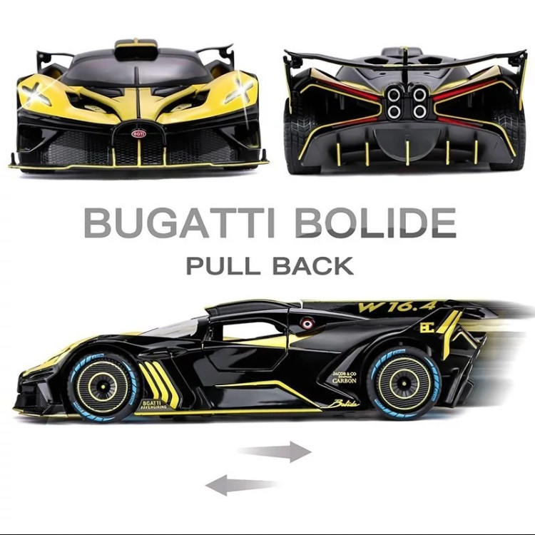 اسباب بازی ماشین فلزی بوگاتی بولید دودزا شارژی ماکت ماشین فلزی Bugatti Bolide