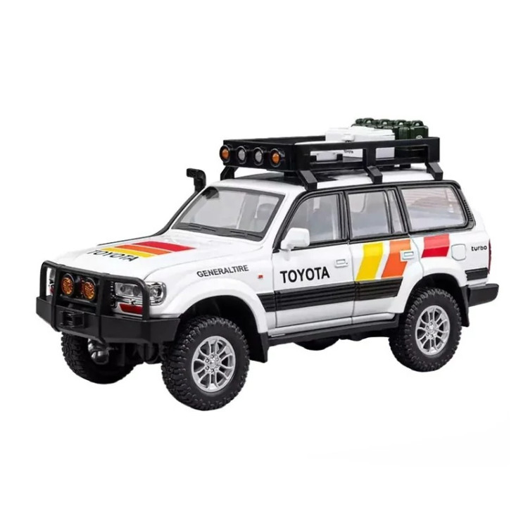اسباب بازی ماشین فلزی تویوتا لندکروز Lc80 سفید ماکت فلزی