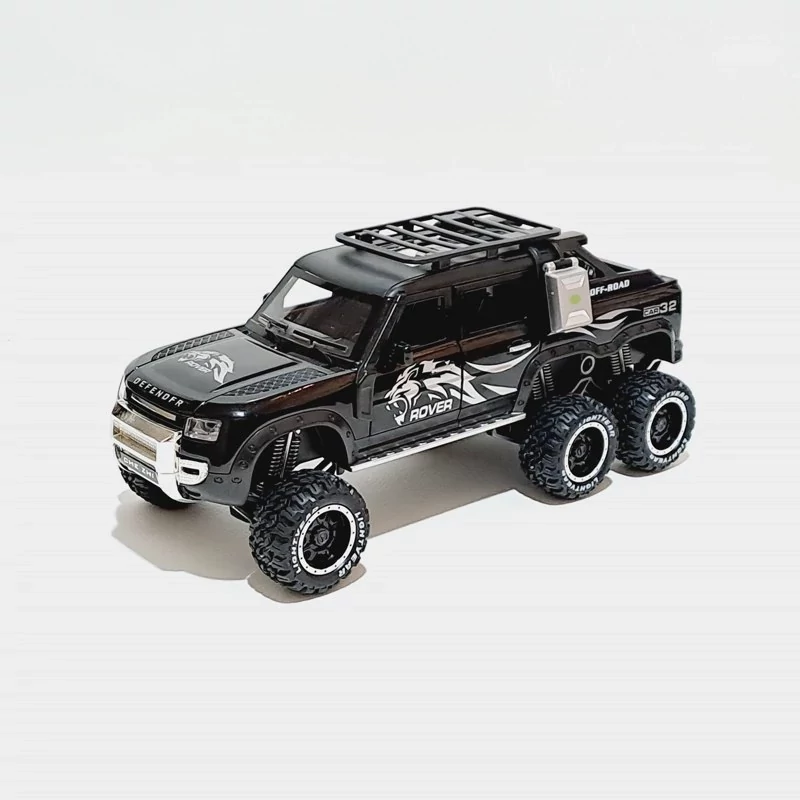 اسباب بازی ماشین فلزی رنجروور دیفندر 6 چرخ Range rover DEFENDER of road رنگ مشکی ماکت فلزی