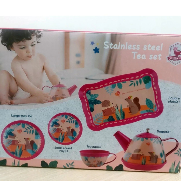 اسباب بازی دخترانه ست چای خوری فلزی 14 تکه مدل aozi toys