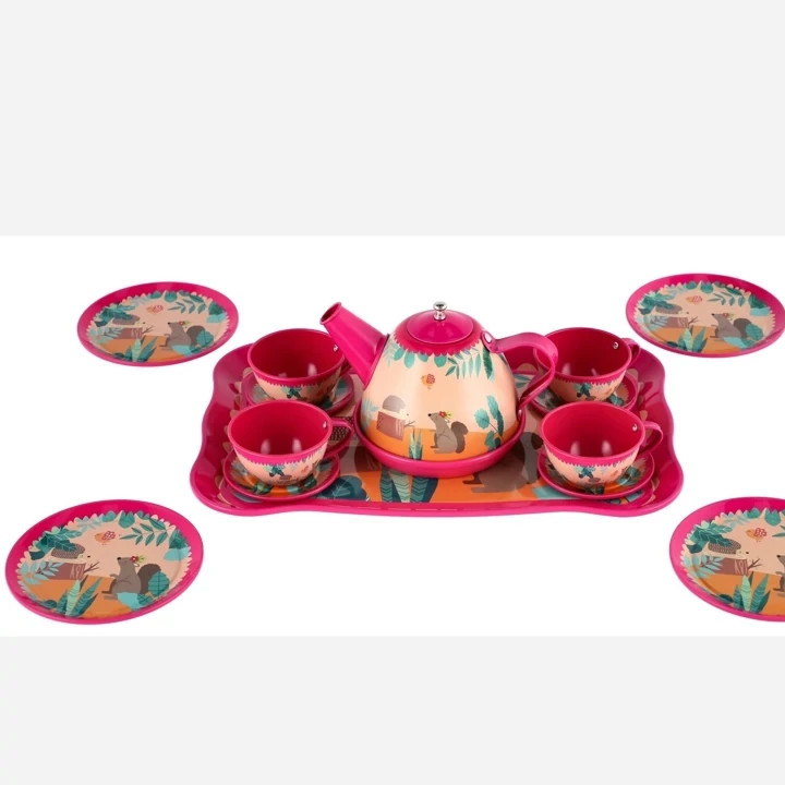 اسباب بازی دخترانه ست چای خوری فلزی 14 تکه مدل aozi toys