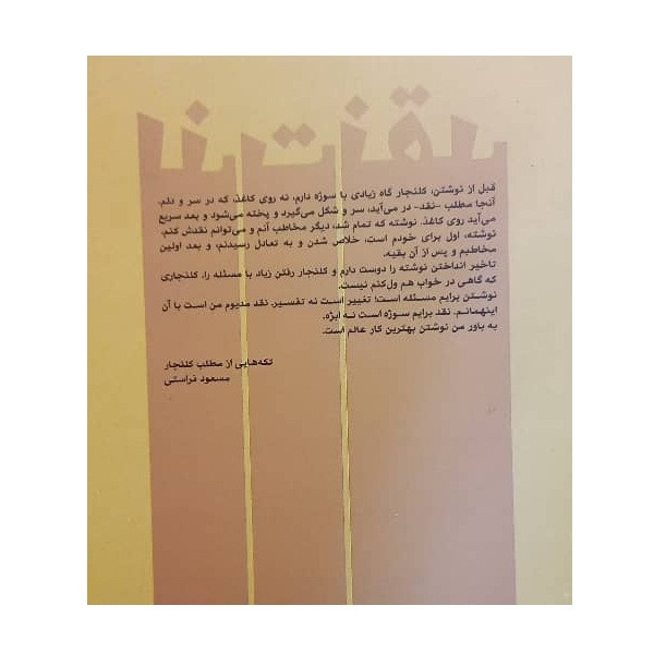 کتاب لذت نقد جلد دوم نقدها، ضد یادداشتها، مقالات اثر مسعود فراستی انتشارات ساقی
