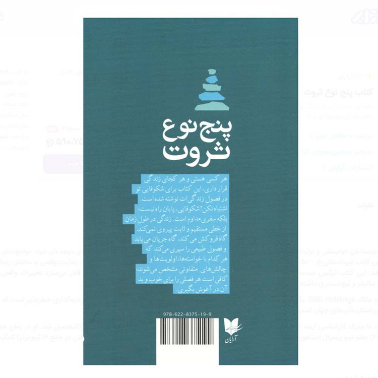 کتاب پنج نوع ثروت اثر ساحل بلوم ترجمه محسن مجدی کیا انتشارات آرایان