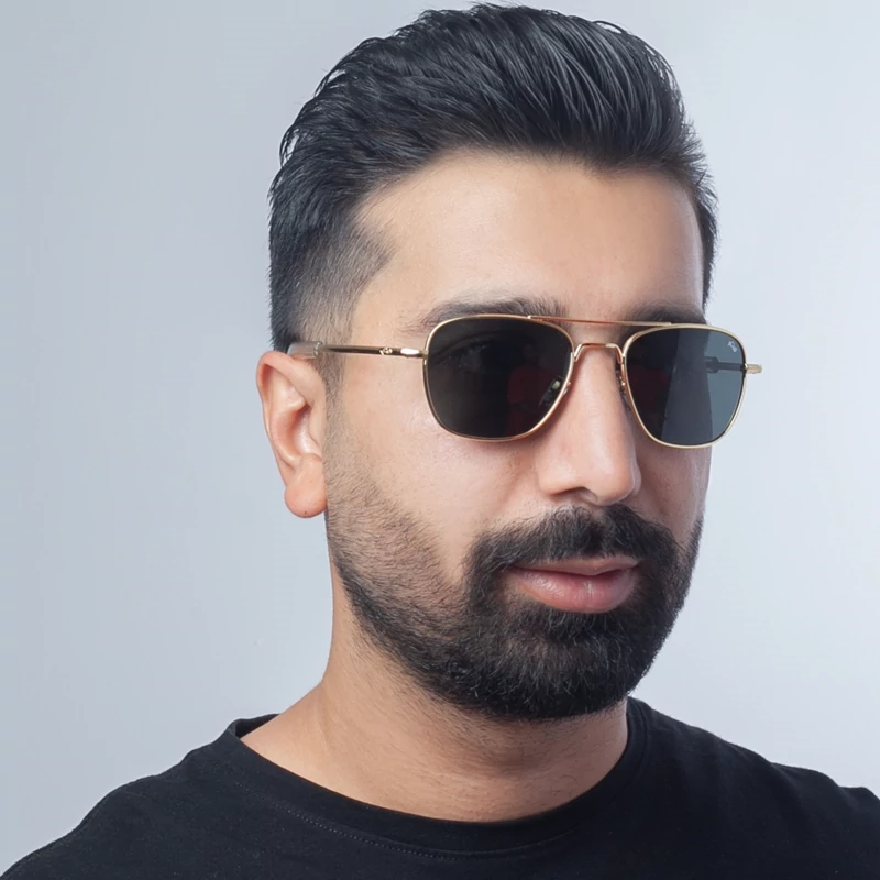 عینک آفتابی رندلف خلبانی و امریکن اپتیک در رنگ بندی کامل و سایز بندی عینک میلسون