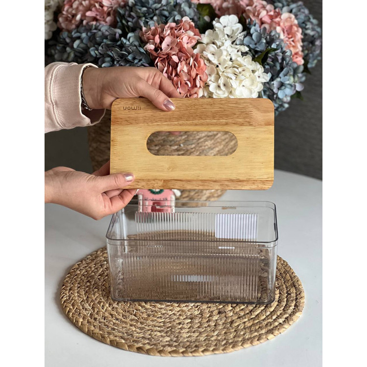 جای دستمال کاغذی لیمون مدل رویه چوبی کد HS2372