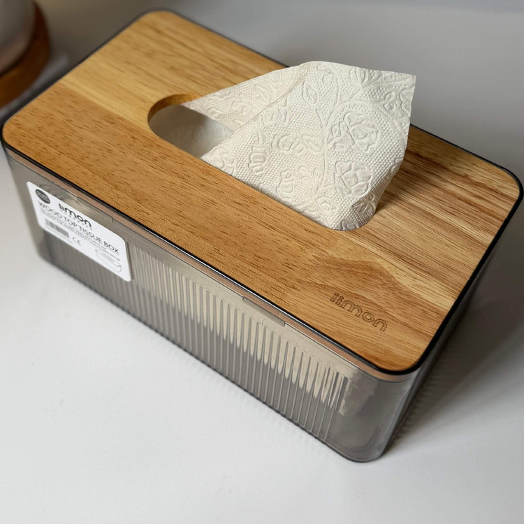 جای دستمال کاغذی لیمون مدل رویه چوبی کد HS2372