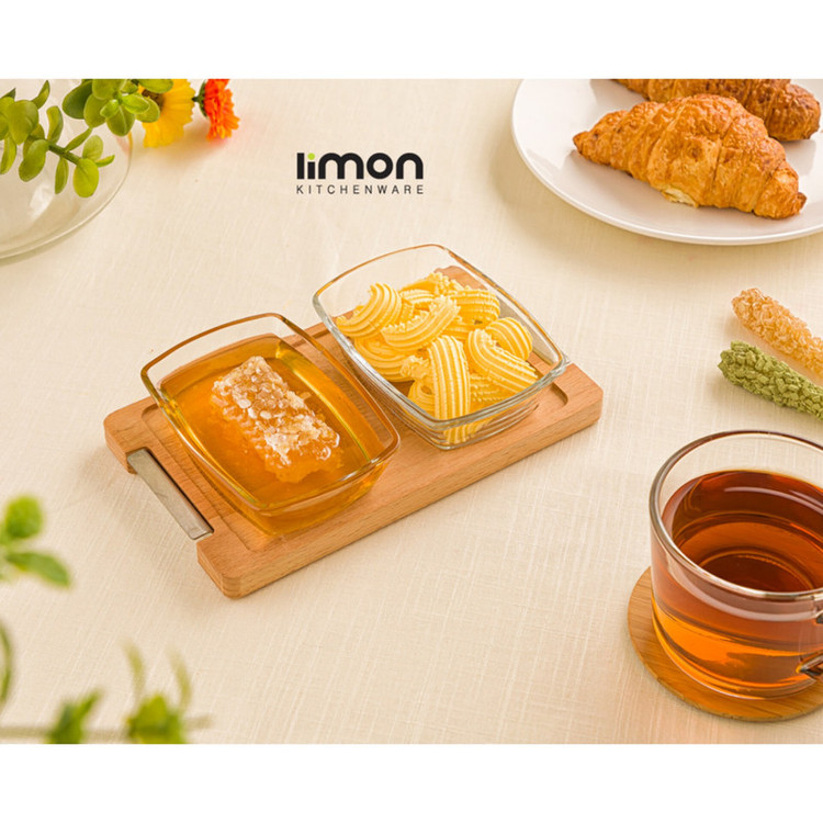 اردوخوری لیمون مدل پایه چوبی مجموعه 3 عددی