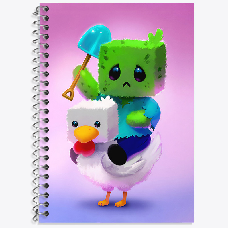 دفتر زبان 50 برگ خندالو مدل دو خط طرح ماینکرافت (Minecraft) کد N5986